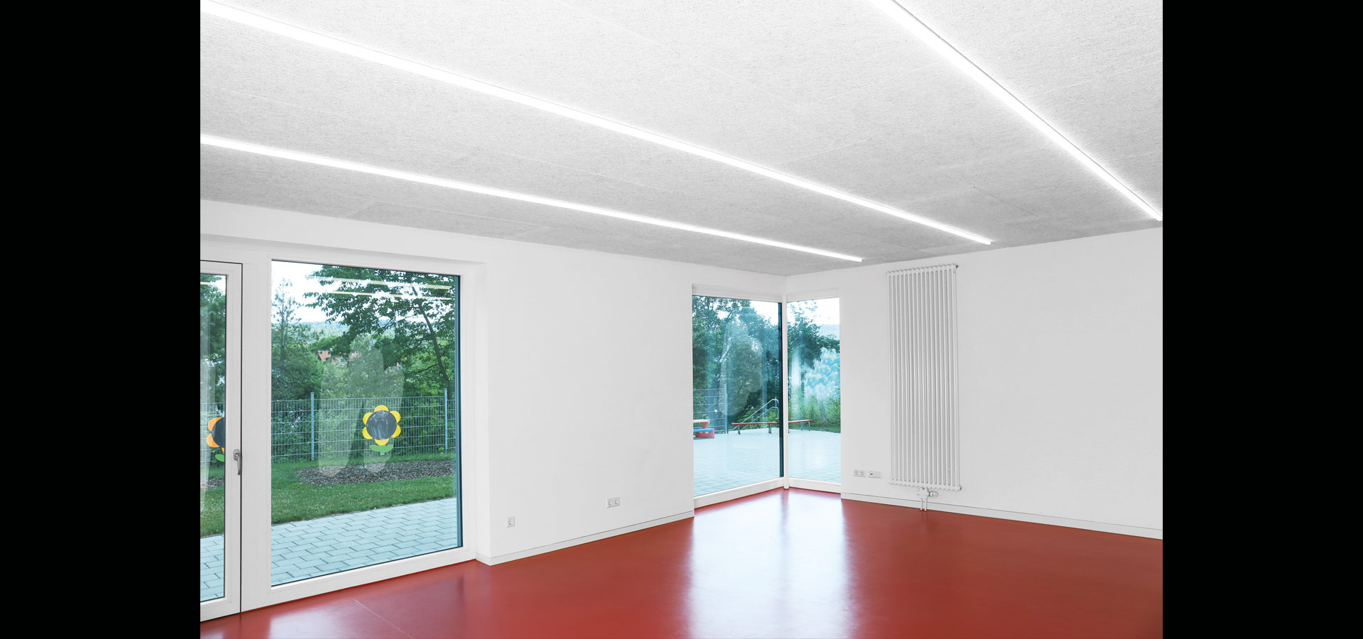 Luxsystem led luminaire architectural lighting lines of light community hall